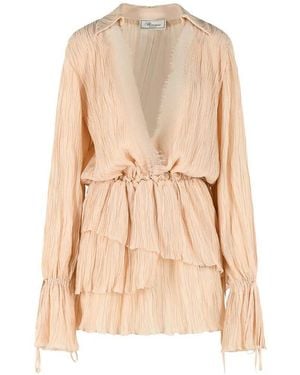 Blumarine Georgette Plisse' Dress - Natural