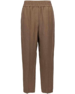Brunello Cucinelli Linen Trousers - Brown