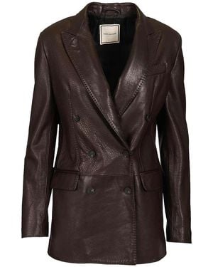 Tagliatore Josie Double-Breasted Lambskin Blazer - Black