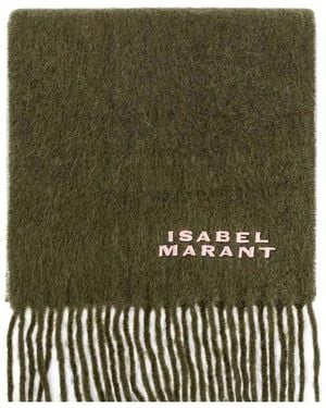 Isabel Marant Scarf With Fringes And Logo - Green