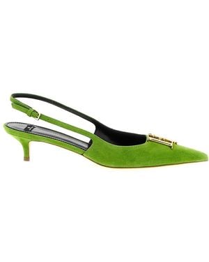 Elisabetta Franchi Logo-Detail Slingback Court Shoes - Green