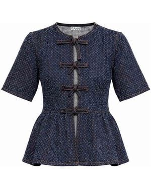 Ganni Blusa Peplum - Blue