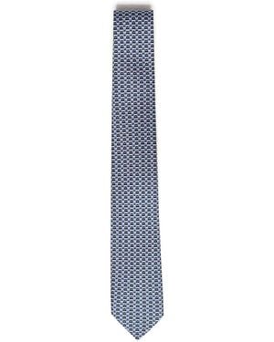 Ferragamo Printed Silk Tie - Blue