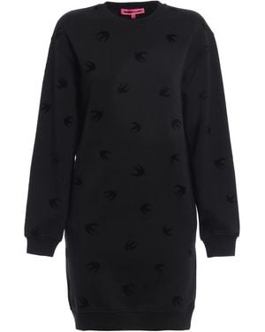 McQ Velvet Swallow Sweatshirt Dress - Blue