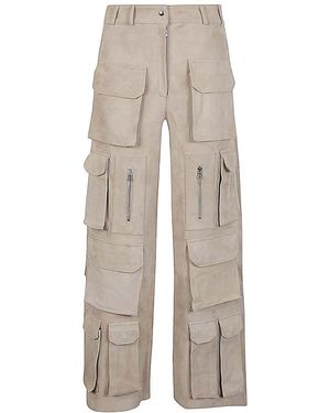 Fermas.club Suede Cargo Trousers - Natural