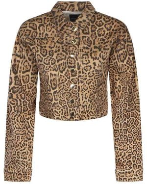 Marciano Leopard-Print Denim Jacket - Brown