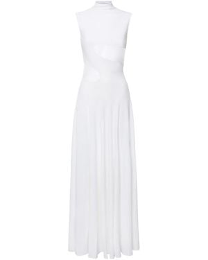 Alaïa Silk Knit Dress With Cut-Out - White