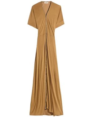 Lemaire V-Neck Zipped Dress - Metallic