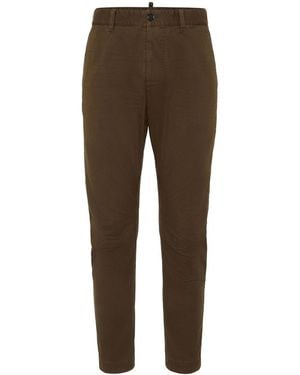 DSquared² Cotton Blend Elastic Trousers - Brown