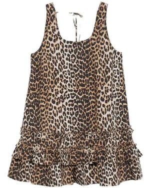 Ganni Organic Cotton Mini Dress - Brown