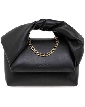 JW Anderson Small Twister Leather Tote Bag - Black