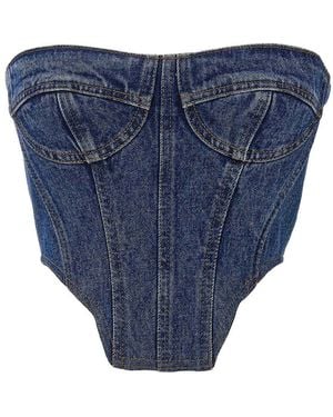 David Koma Denim Bustier Top - Blue