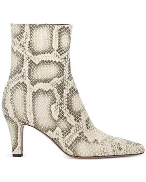 Paris Texas Snakeskin Heeled Ankle Boots - Natural