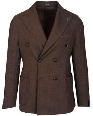 Guarinucci Unlined Double-Breasted Wool Blazer - Brown