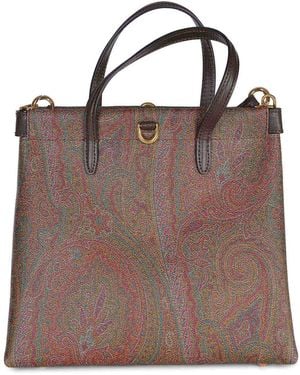 Etro Bag Made Of Coated Cotton Paisley Canvas - Brown