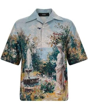 Amiri Chateau Fountain Camp Shirt - Blue