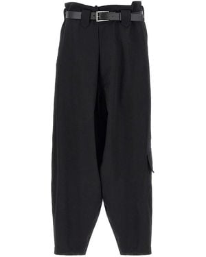 BLACK DENIM CARGO PANTS BLACK - Yohji Yamamoto POUR HOMME