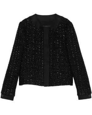 Emporio Armani Wool Blend Blazer Jacket - Black