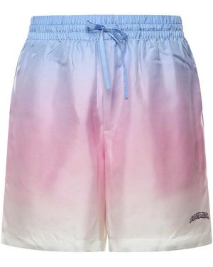 CASABLANCA Silk Shorts With Logo - Pink