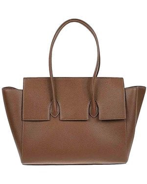 ROUNN Felice Flap Leather Tote Bag - Brown