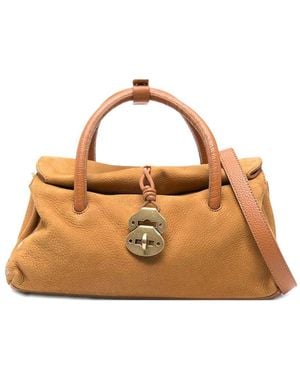Zanellato Dotta Jones Small Suede Leather Handbag - Natural