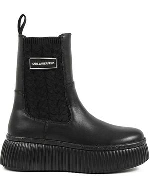 KARL LAGERFELD Kreeper Lo Kable Knit Boot - Black