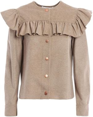 See By Chloé Ruched Wool Cloth Jacket - Natural