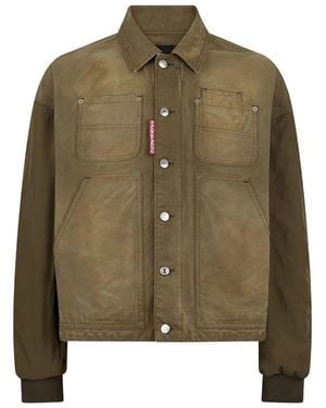 DSquared² Polo-Collar Long-Sleeve Jacket - Green