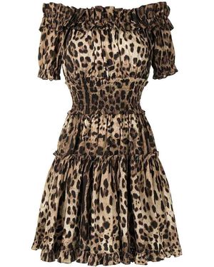 Dolce & Gabbana Leopard Print Short Dress - Black