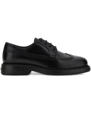 Hogan Leather Oxford Shoes - Black