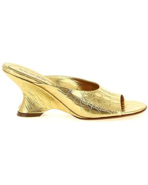 Dries Van Noten Curved Wedge Mules - Metallic