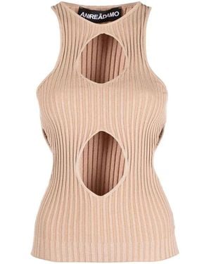 ANDREADAMO Ribbed Knit Tank Top - Natural