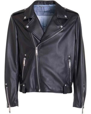 John Richmond Notched Lapel Zip Jacket - Blue
