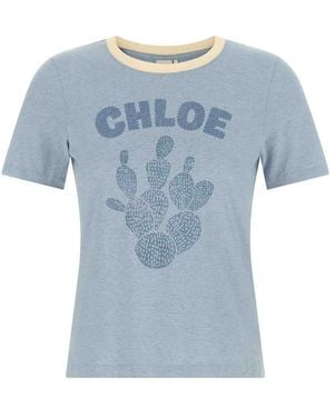 Chloé Graphic Print T-Shirt - Blue