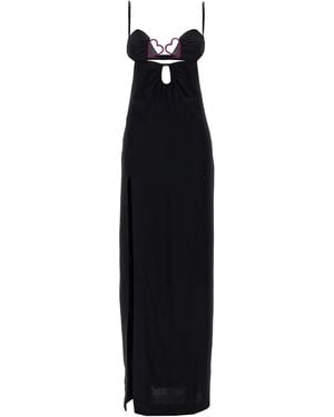 Nensi Dojaka Heart Bra Long Dress - Black