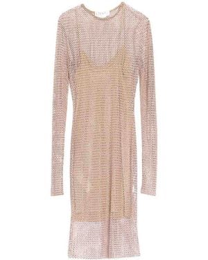 Genny Pearl And Crystal Mesh Dress - Natural