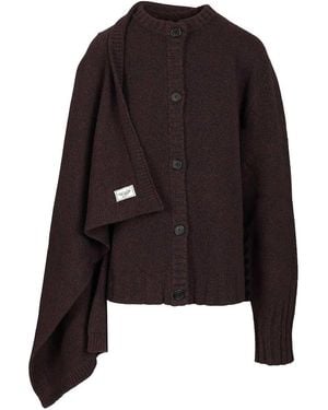 The Attico Cardigan With Draped Details - Black