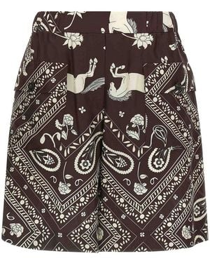 Alberto Biani Bandana Print Bermuda Shorts - Brown