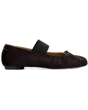 MM6 by Maison Margiela Dark Leather Ballet Flats - Black