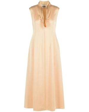 Jil Sander Acetate And Peach Viscose Dress - Natural