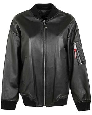 DSquared² Leather Oversize Bomber - Black