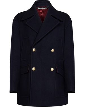Palm Angels Wool Coat - Blue