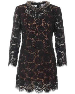 Self-Portrait Mini Lace Long Sleeves Dress - Black