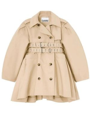 Ganni Trench Con Peplo - Neutro