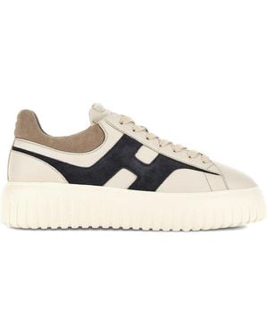 Hogan H-Stripes Leather Trainers - Natural
