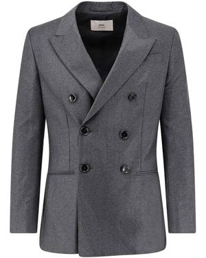 Ami Paris Double-Breasted Blazer - Black