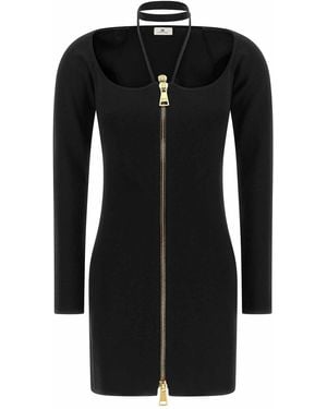 Elisabetta Franchi Fabric Stitch Knit Dress - Black