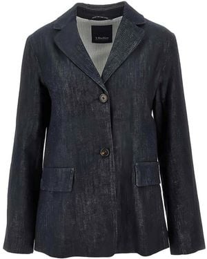 Max Mara Cotton Denim Single-Breasted Straight Blazer - Black