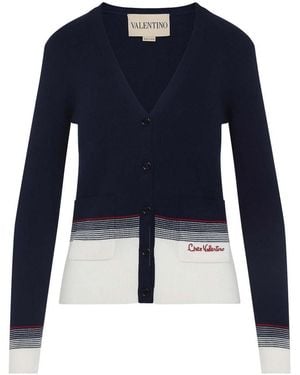 アウターその他 VALENTINO VISCOSE CARDIGAN VALENTINO - Striped Viscose Blend Knit Sweater Valentino