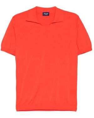 Drumohr Polo Scollo A V Con Logo - Rosso